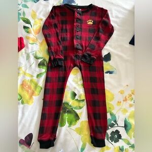 Lazy One Red and Black Plaid Kids Footie